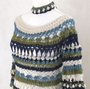 💙Lace Top+Shoker, Handmade, 3/4 Sleeves, Crochet